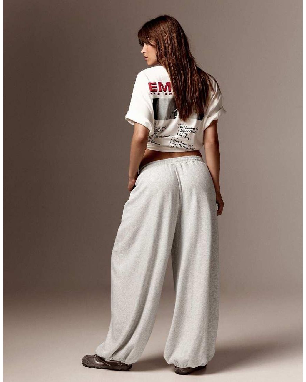 Bershka Gray Balloon Fit Plush Trousers