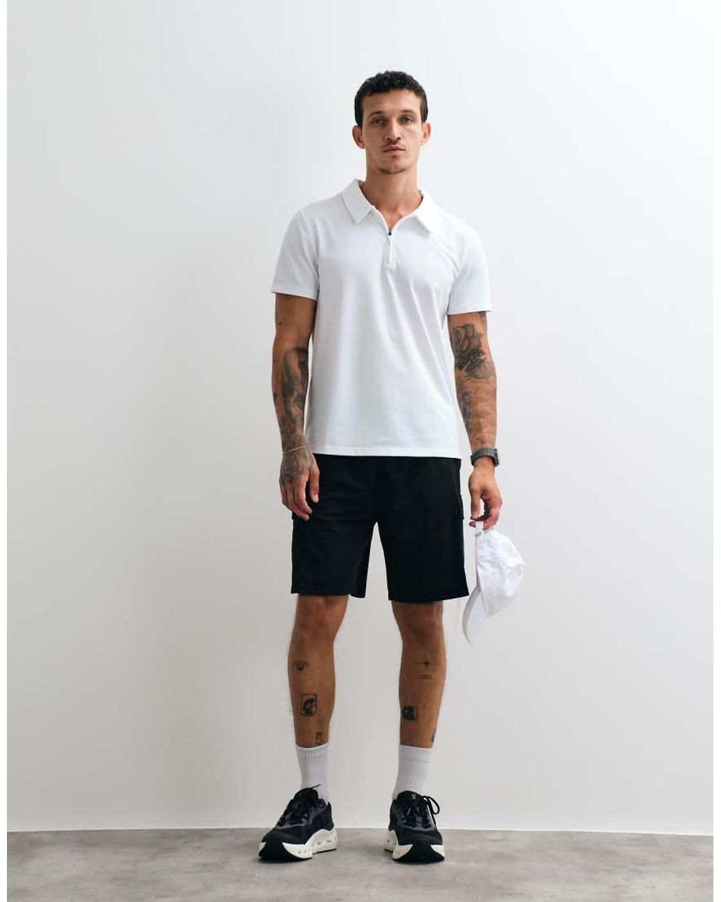 4505 White Quick Dry Performance Polo With Zip Neck for men