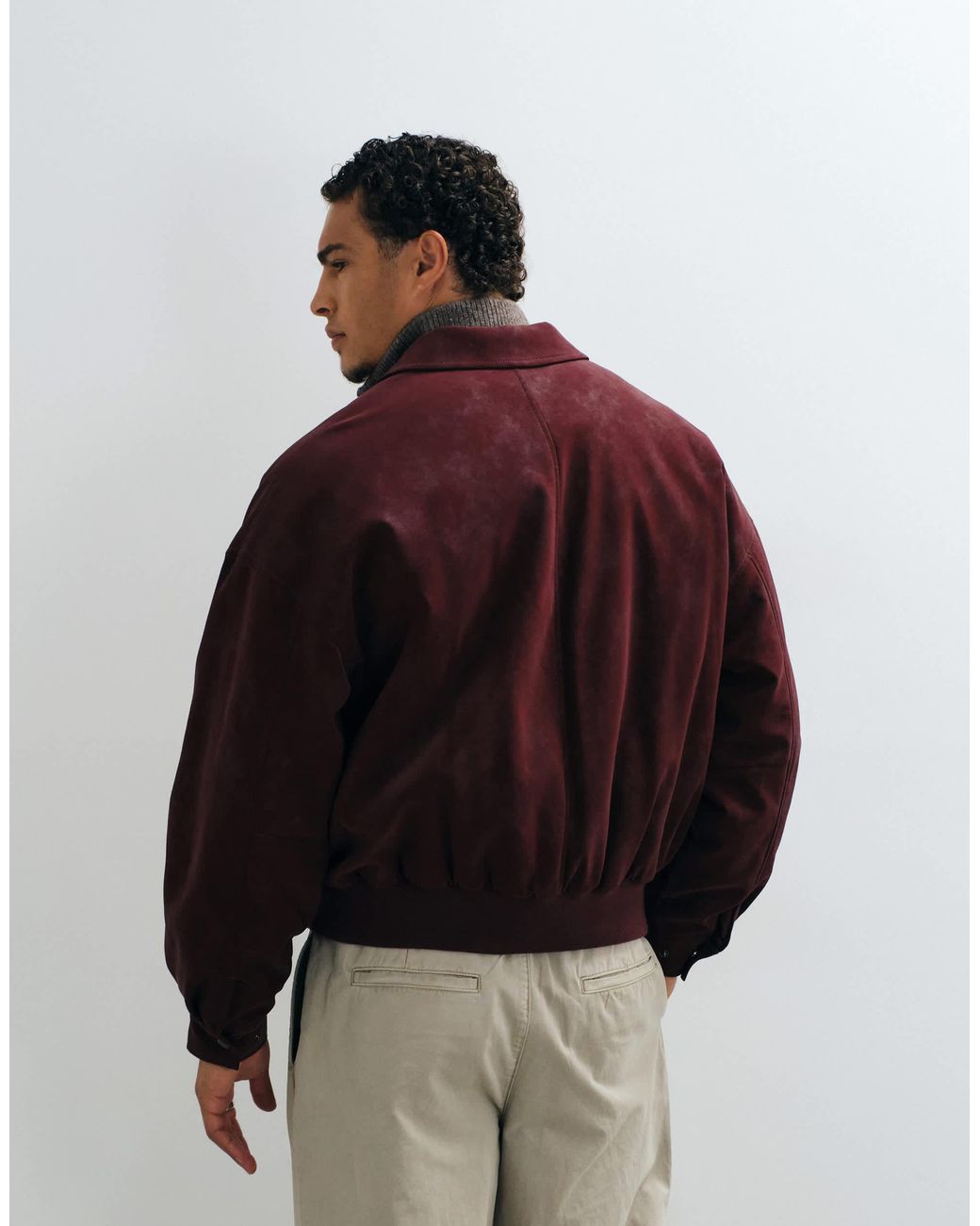 Bomber en daim ASOS pour homme en coloris Red