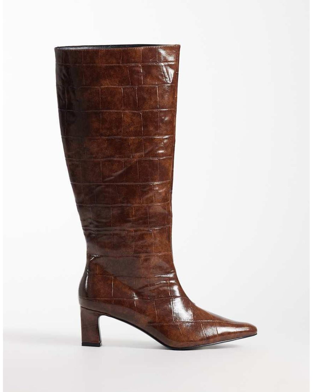 Public Desire Brown Boomer Heeled Knee Boots