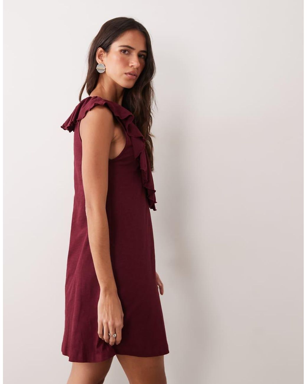 Miss Selfridge Red V-Neck Ruffle Mini Dress