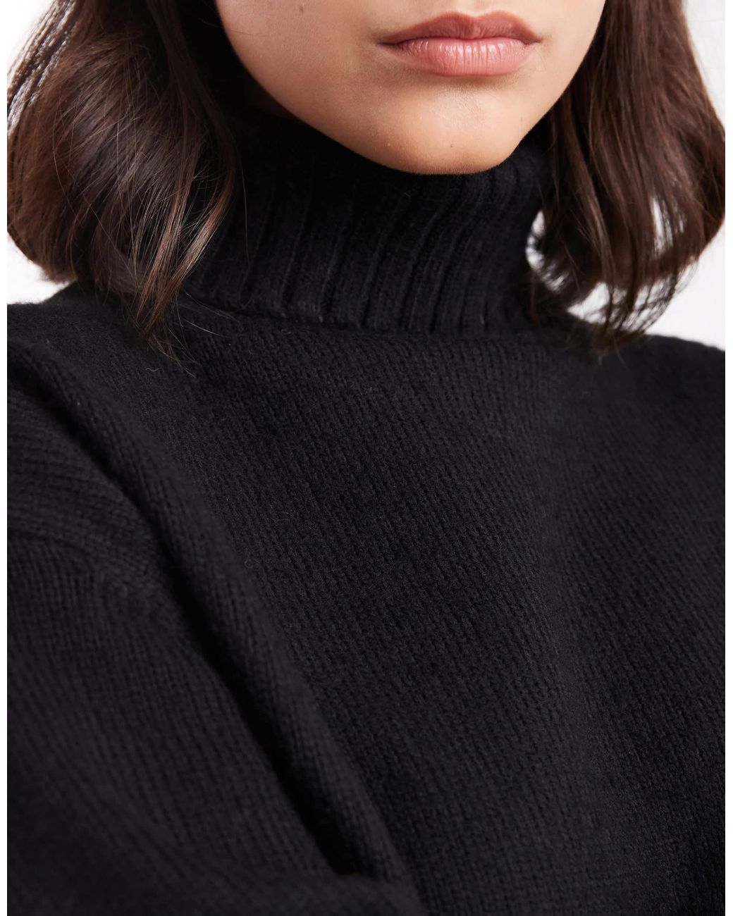 Threadbare Black Chunky Knit Roll Neck Jumper