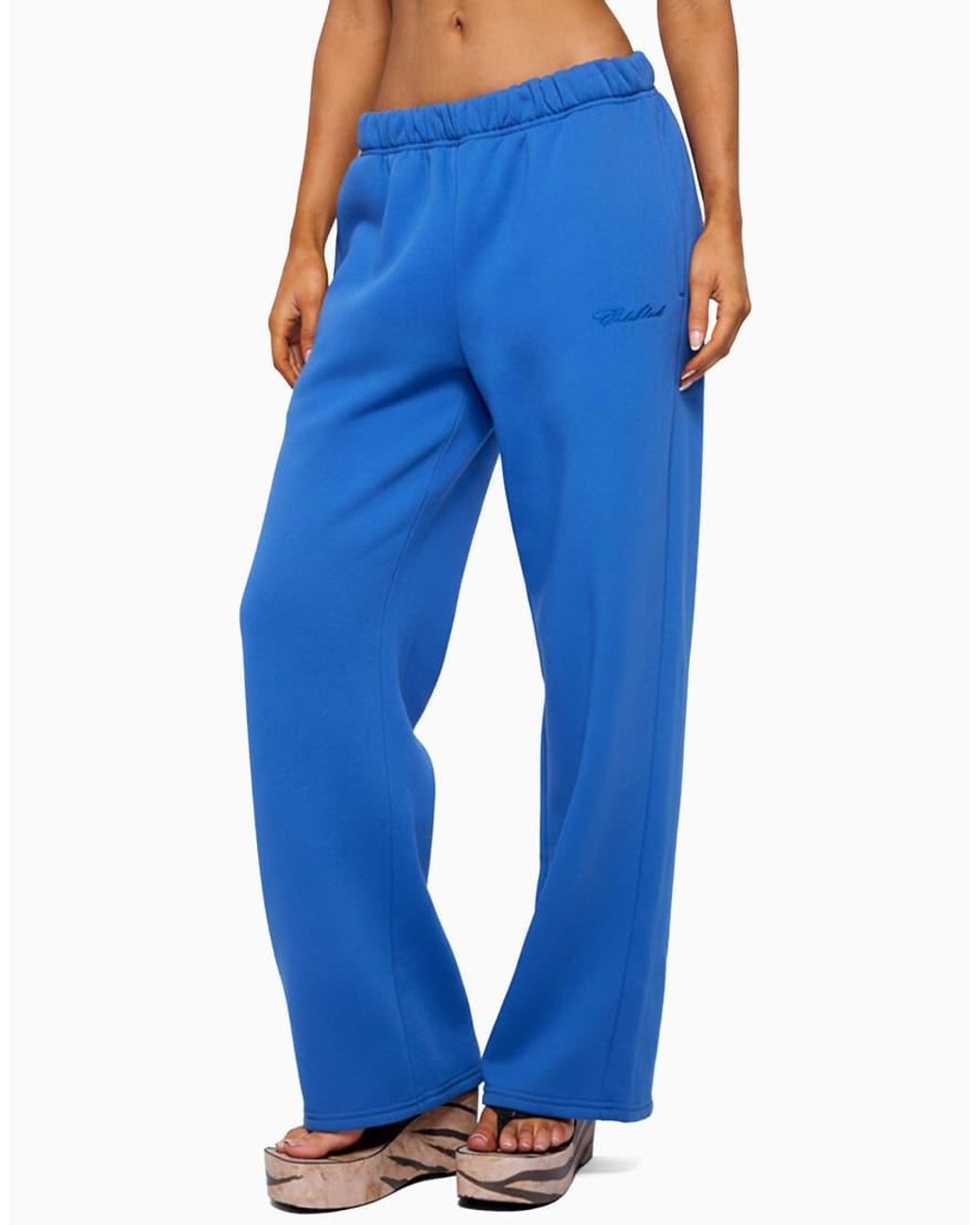 Edikted Blue Basic Girl Wide Leg Sweatpants