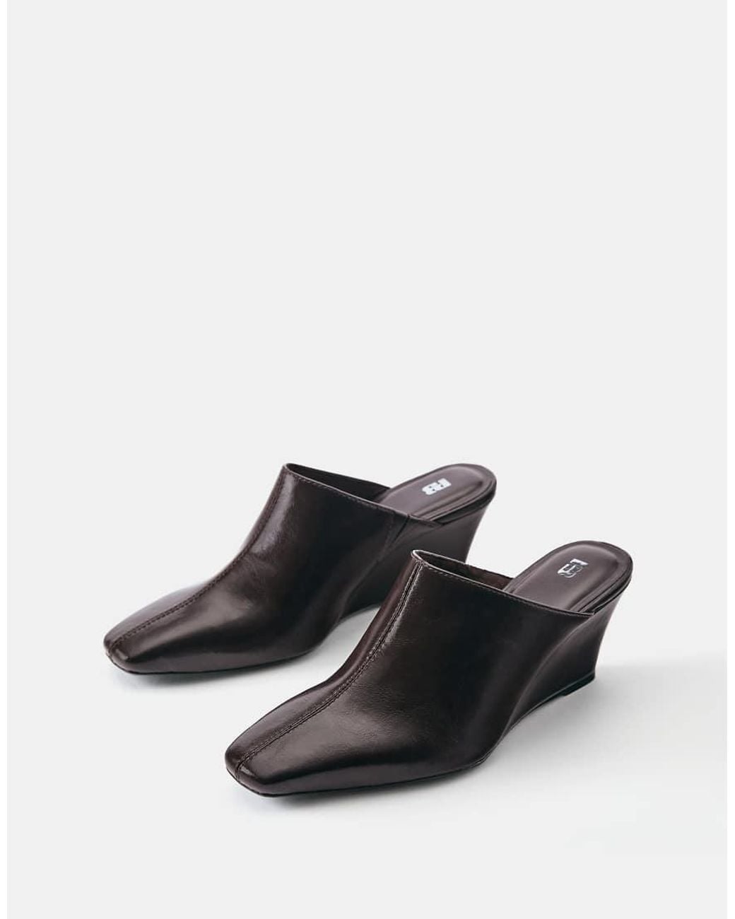 Pull&Bear Black Wedge Heel Mule Shoes