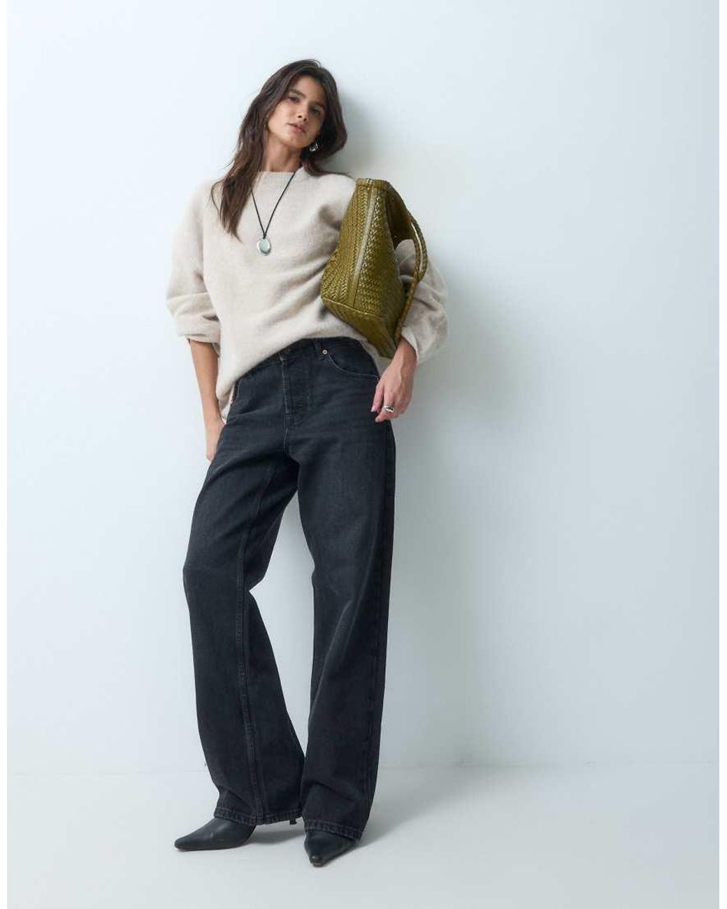 ASOS Gray Relaxed Fluffy Jumper With Wool