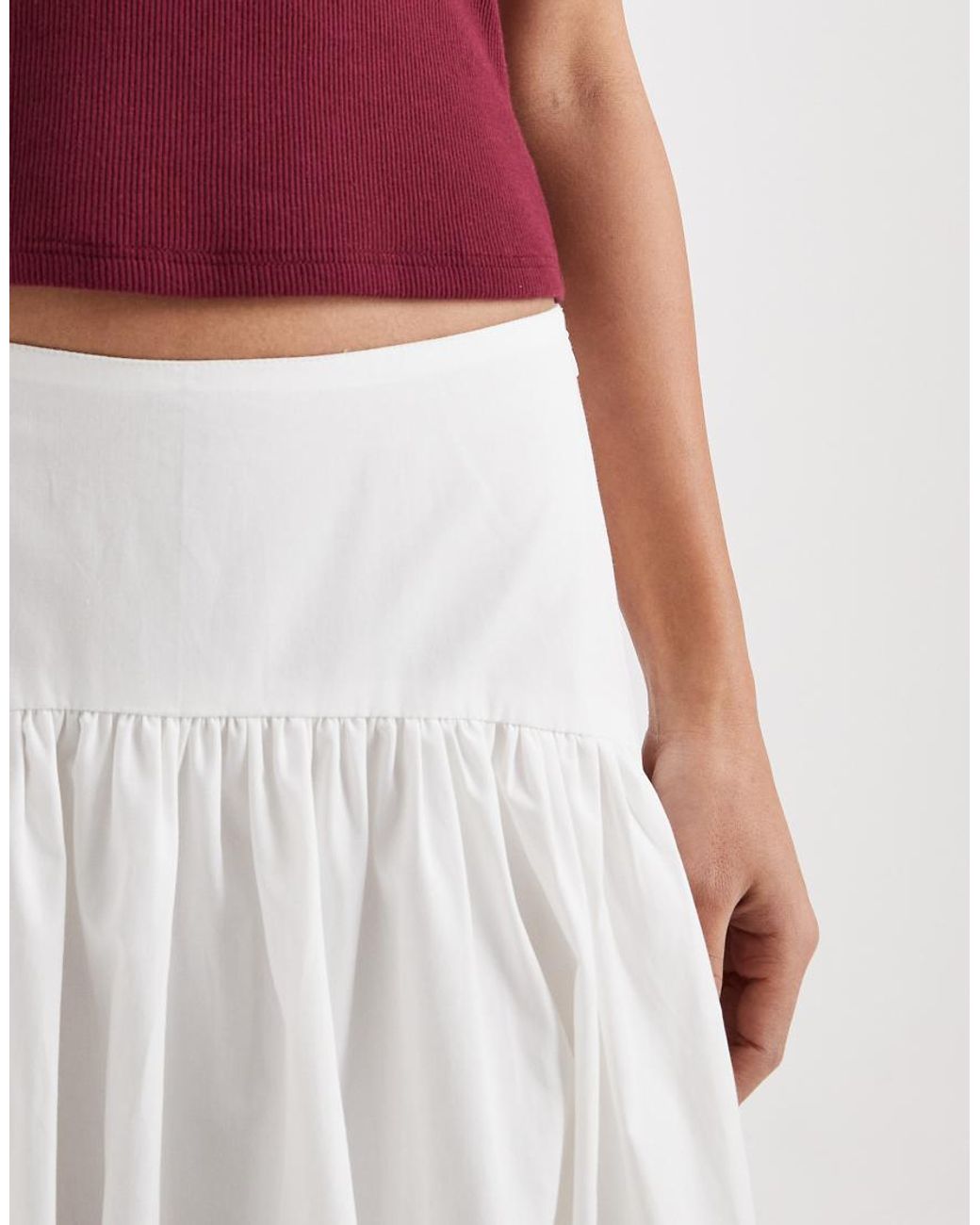 ASOS White Dropped Waist Bubble Maxi Skirt