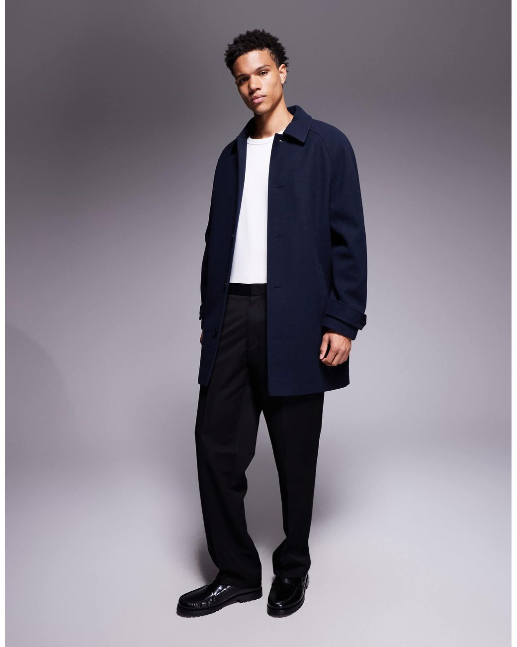 ASOS Blue Wool-mix Coat for men