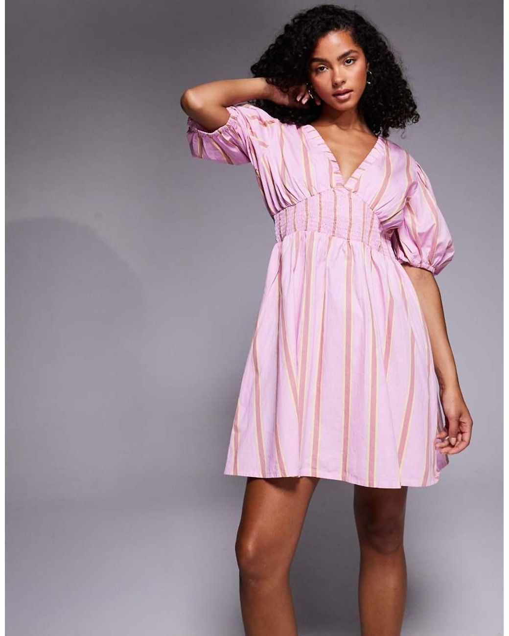 River Island Pink Puff Sleeve Mini Dress