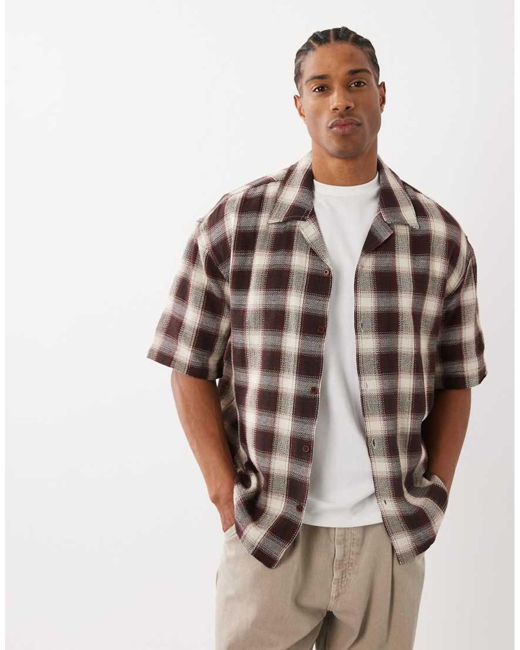 Only & Sons Brown Relaxed Fit Short Sleeve Shirt for men