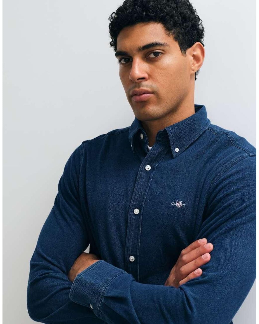 Gant Blue Regular Fit Pique Jersey Shirt for men
