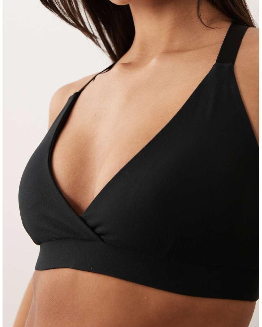 4505 Black V-neck Medium Support Sports Bra With Adjustable Straps