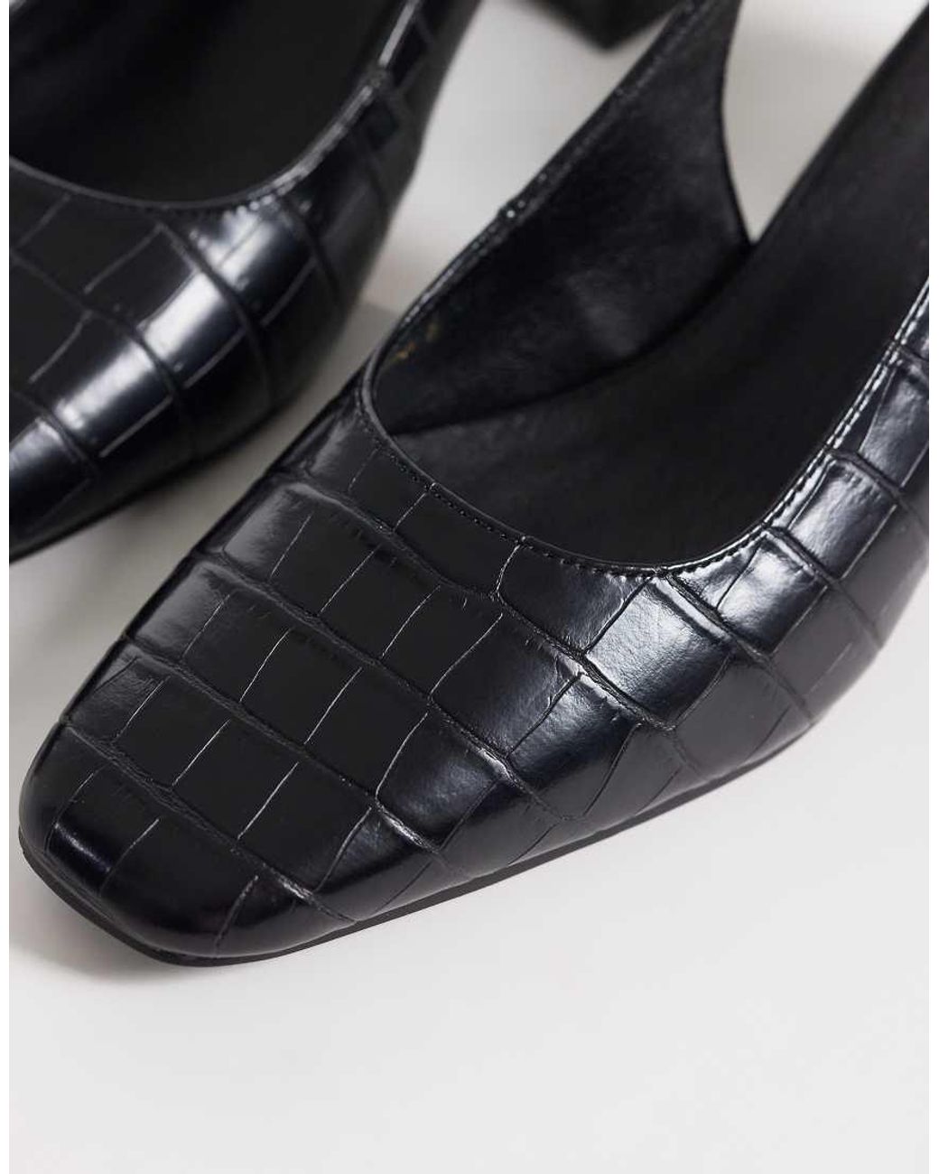 London Rebel Black Clancy Sling Back Mid Heeled Sandals