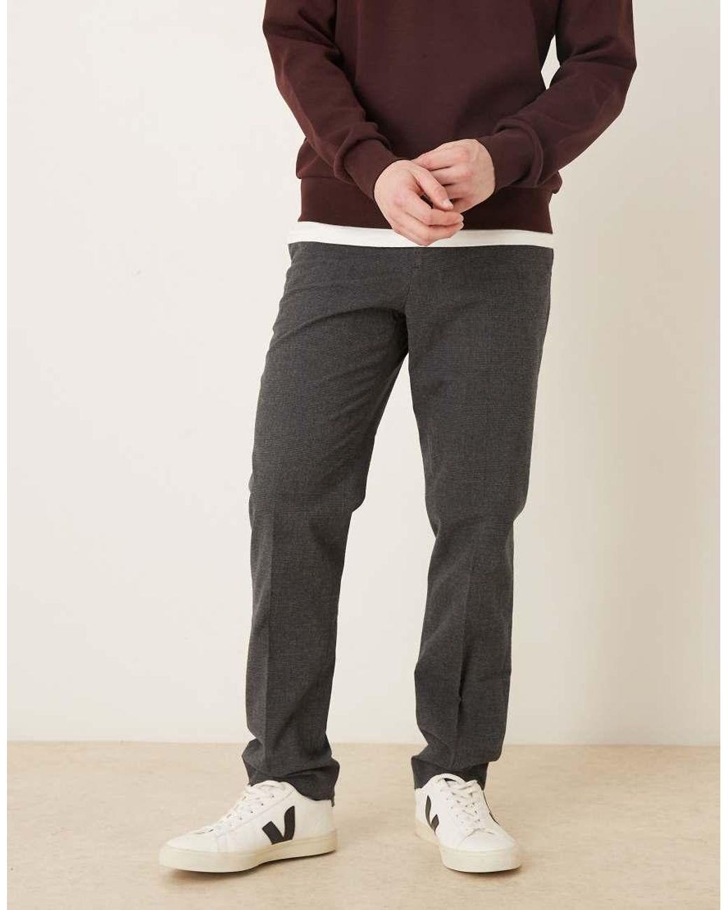 Mango Gray Brest Cotton Rich Straight Tailored Pants for men