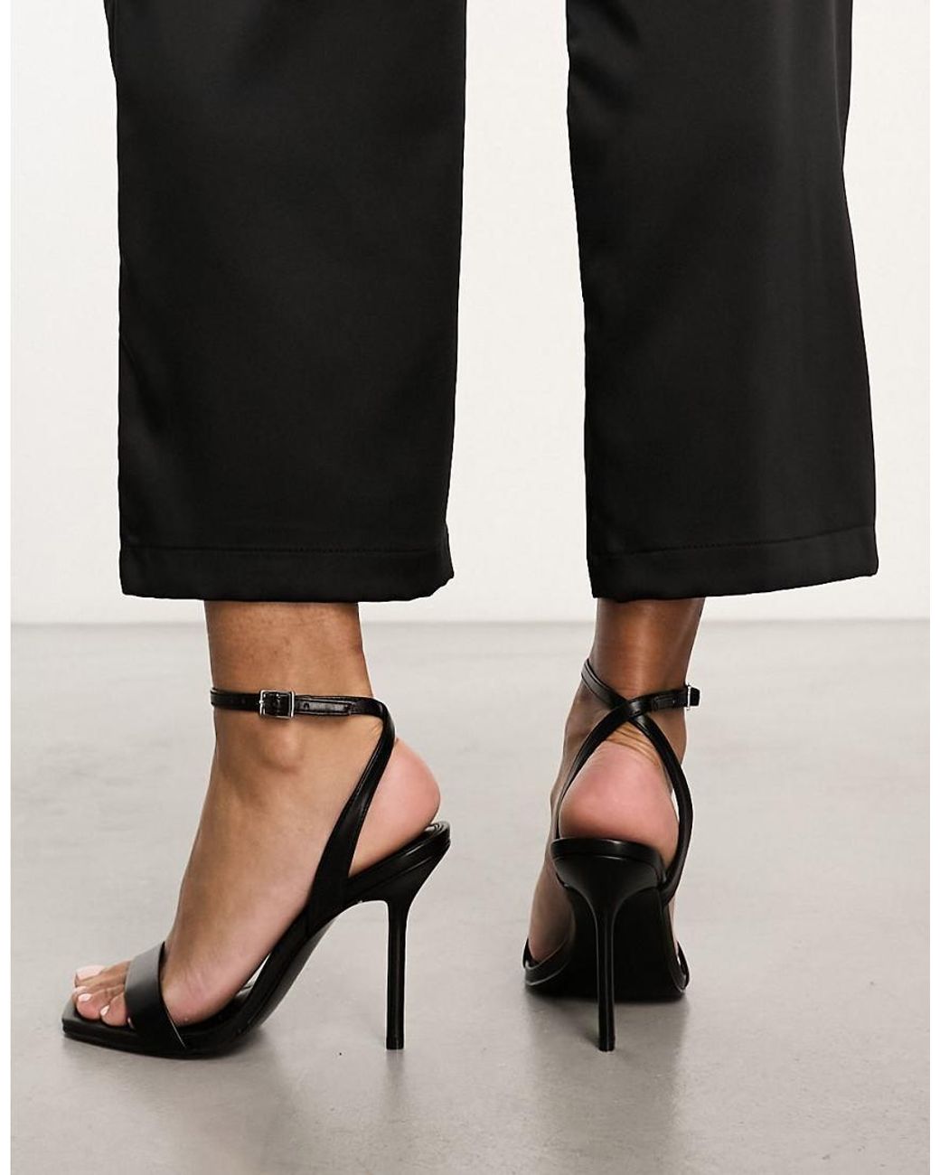 ASOS Black Nahlia Detachable Corsage Barely There Heeled Sandals