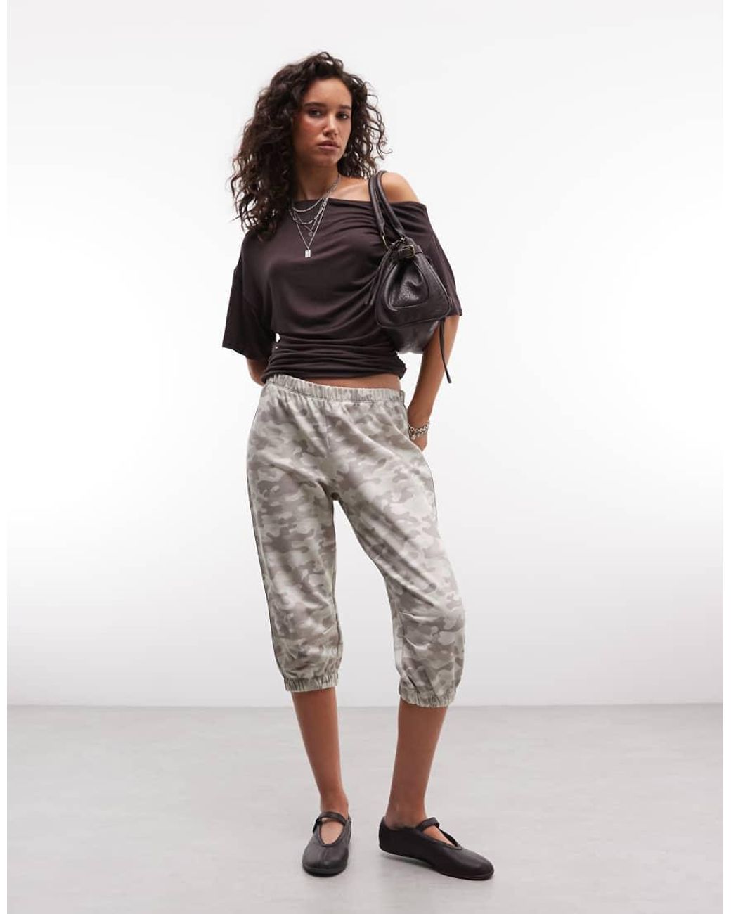 Collusion Brown Off Shoulder Drapey Top