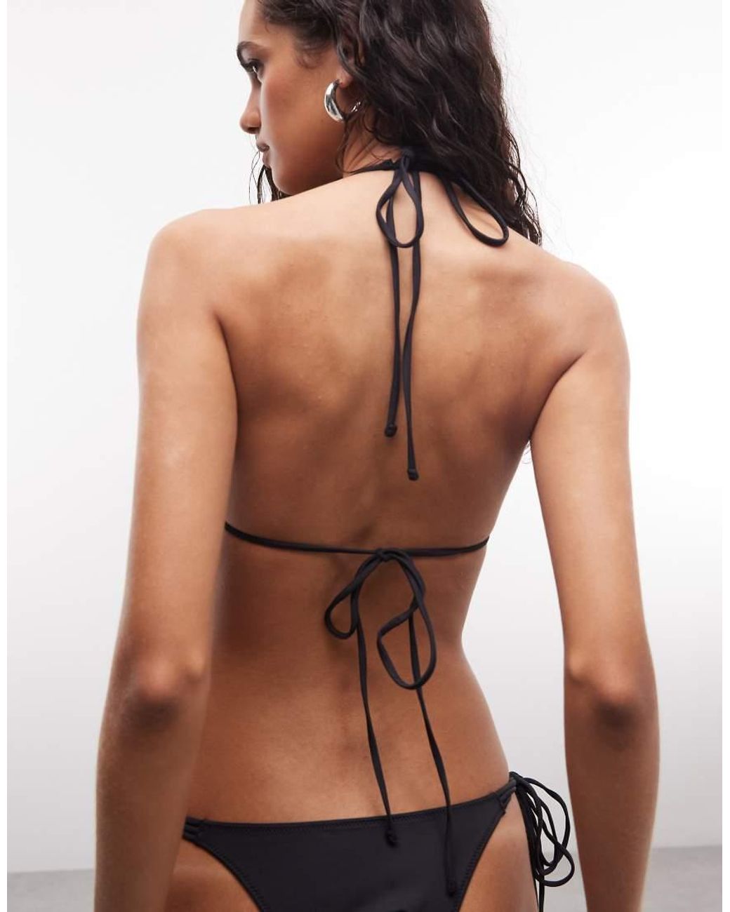 Frankie's Bikinis Black X Jennie Kim Halterneck Bikini Top With Lattice Detail