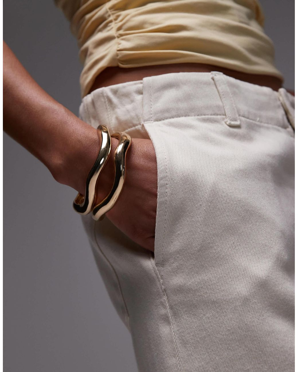 Mango Gray Elasticated Waist Wide Leg Trouser