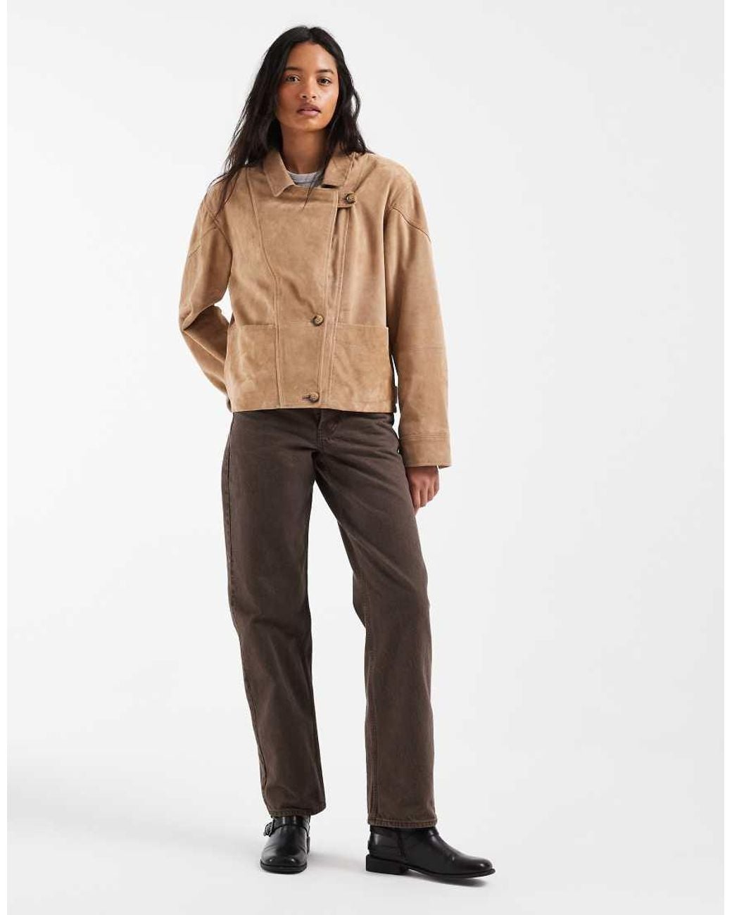 Urbancode Natural Suede Drop Arm Slouchy Jacket