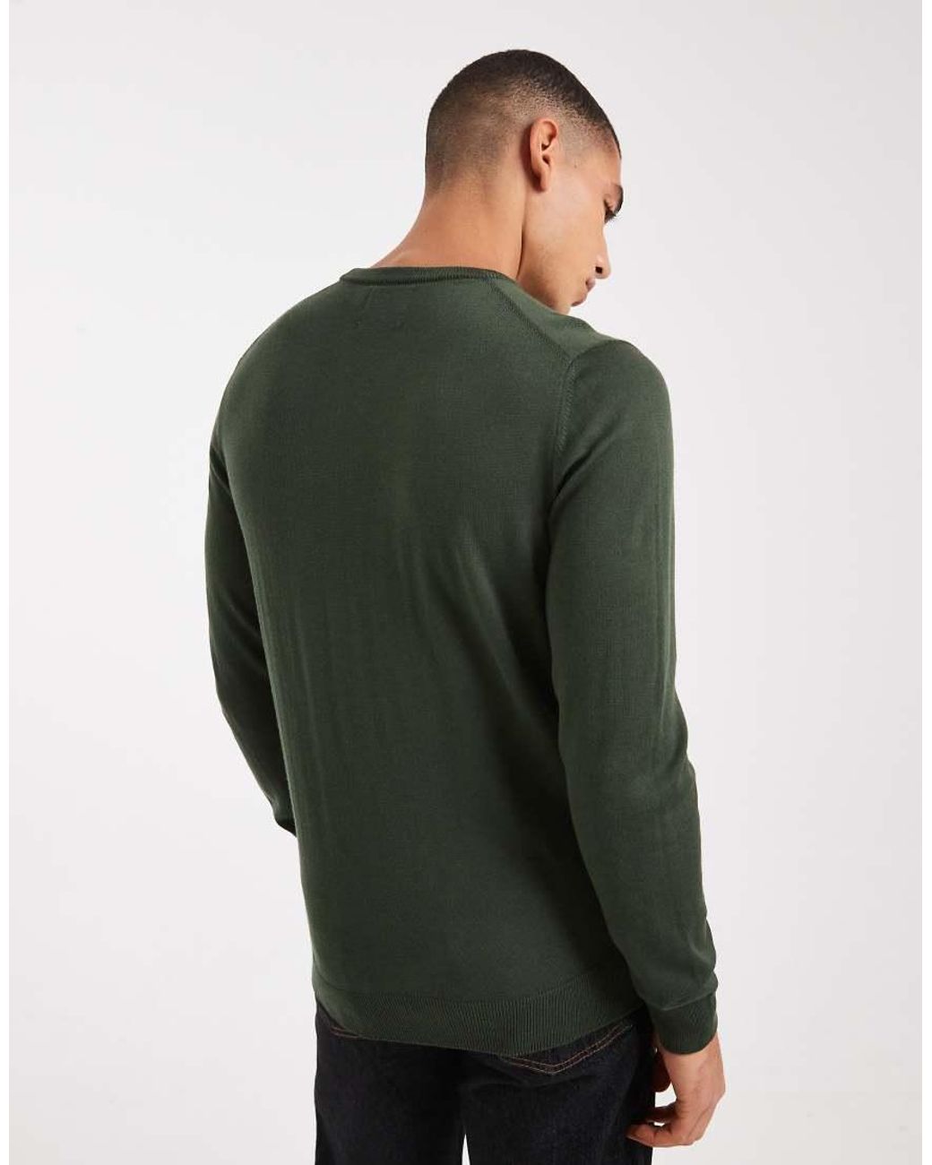 Farah Green Mullen Merino Wool Jumper for men