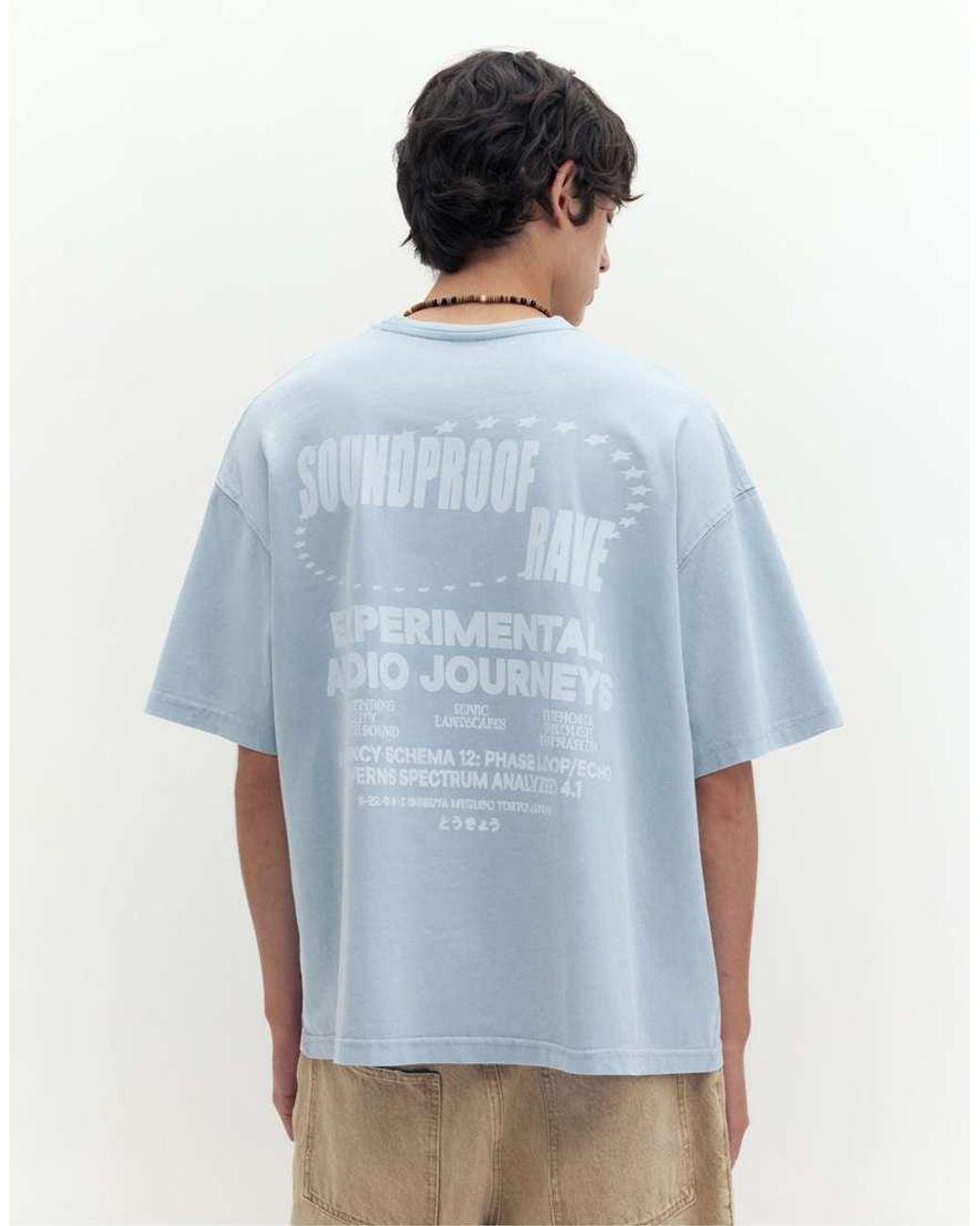 Pull&Bear Blue Stwd Boxy T-shirt for men