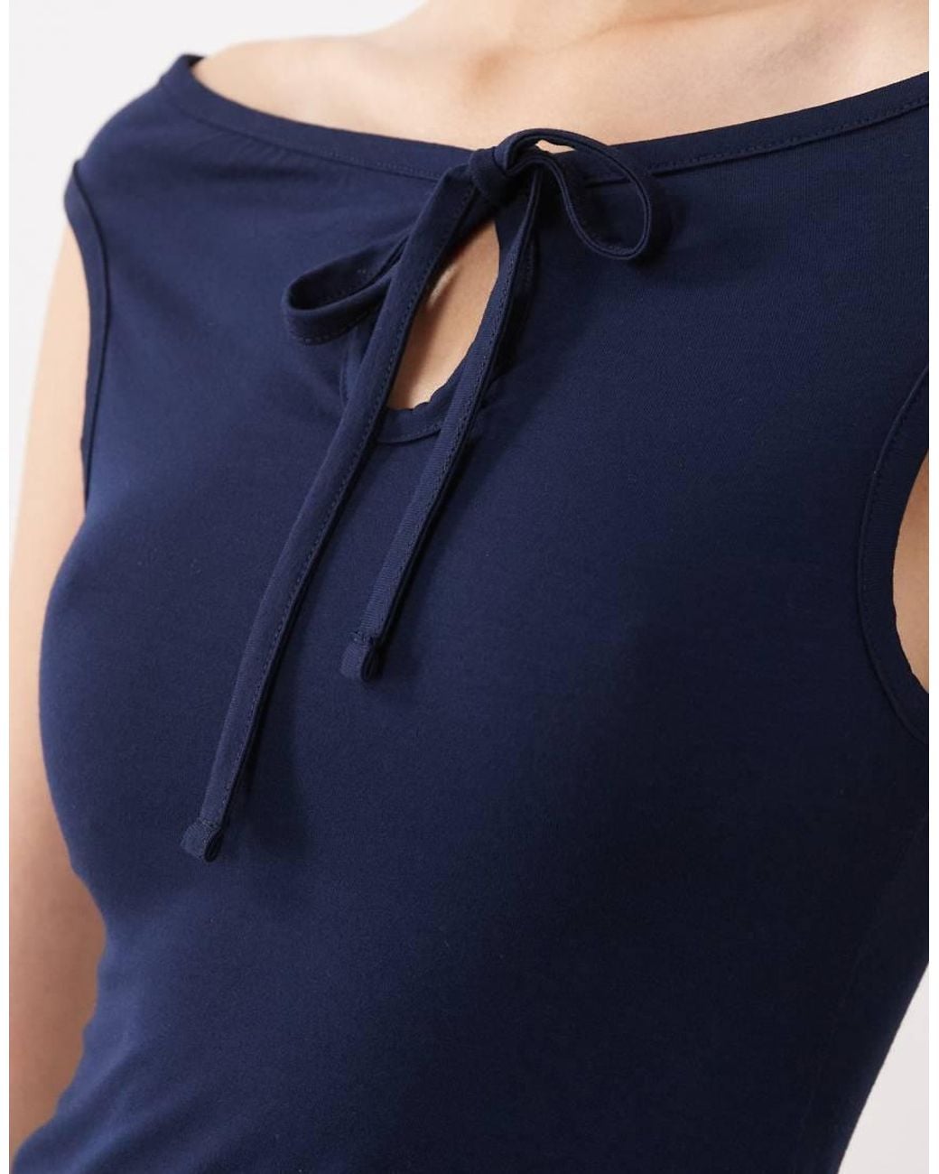 Miss Selfridge Blue Off Shoulder Mini Dress With Keyhole Detail