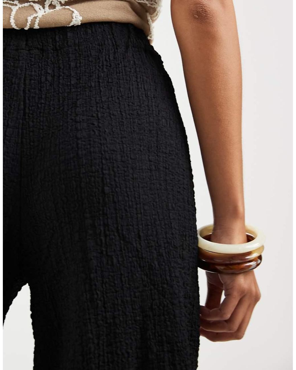 JDY Petite Black Textured Tailored Trousers Co-Ord