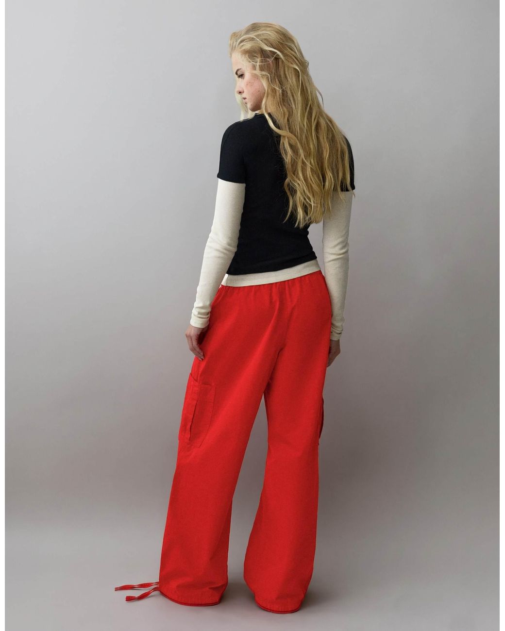 Pantalon cargo parachute Pull&Bear en coloris Red