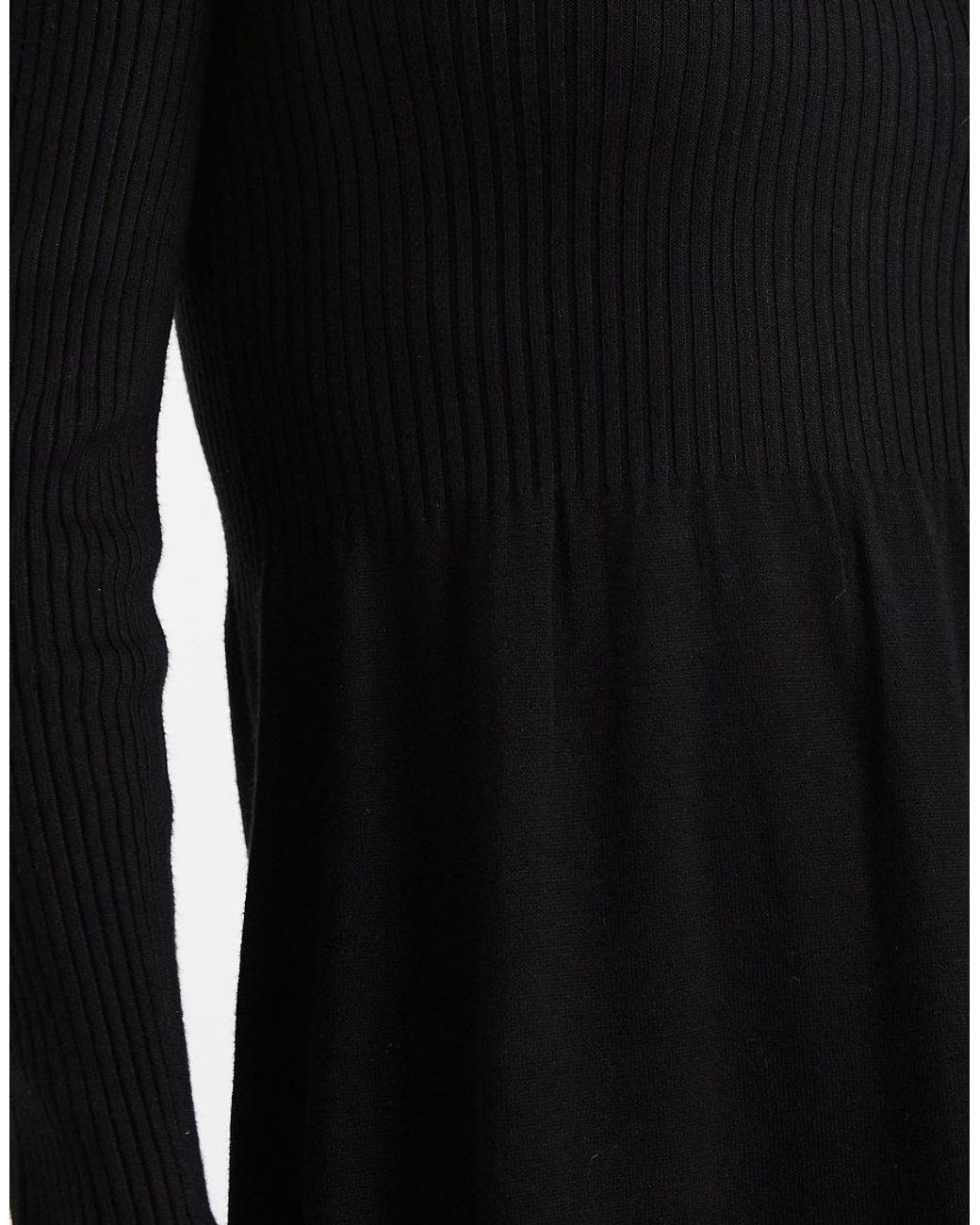 Vestido Corto De Corte Skater De Punto De ONLY de color Black