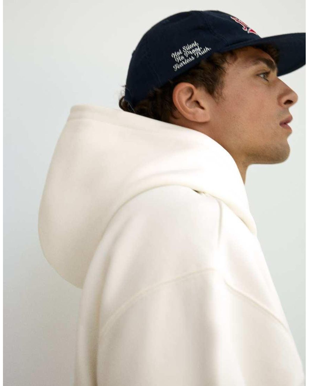 Bershka White Boxyhoodie for men