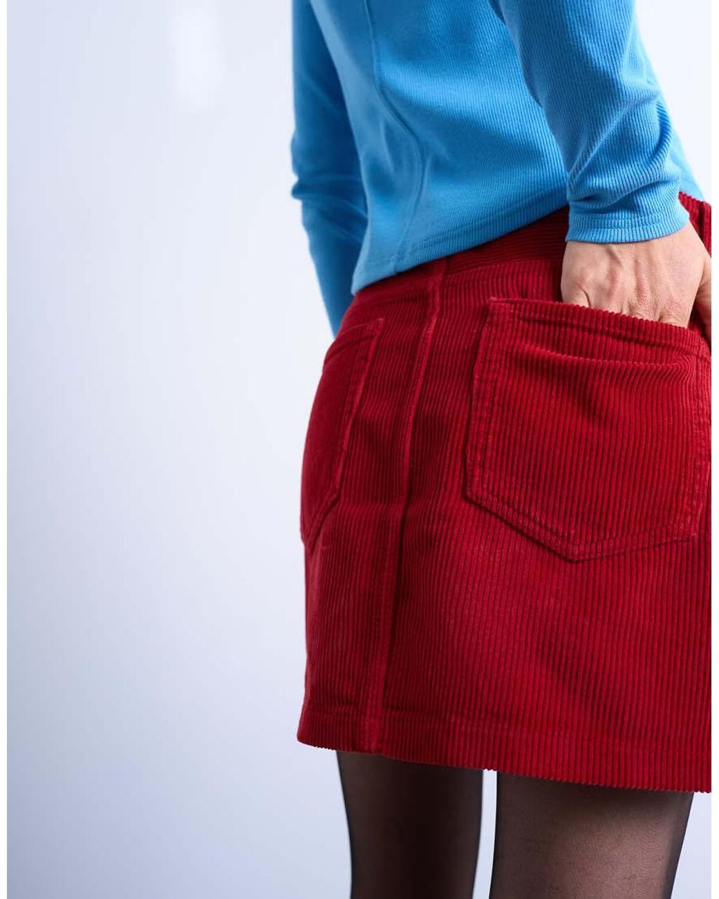 TOPSHOP Red Cord Mini Pelmet Skirt