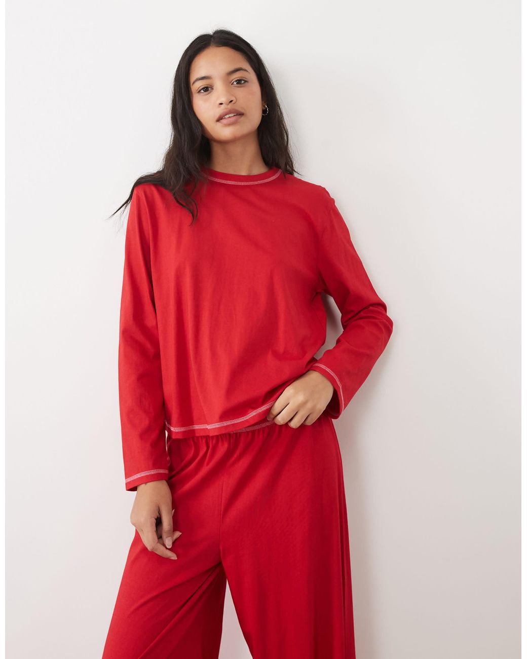 ASOS Red Essentials langärmeliges pyjama-set