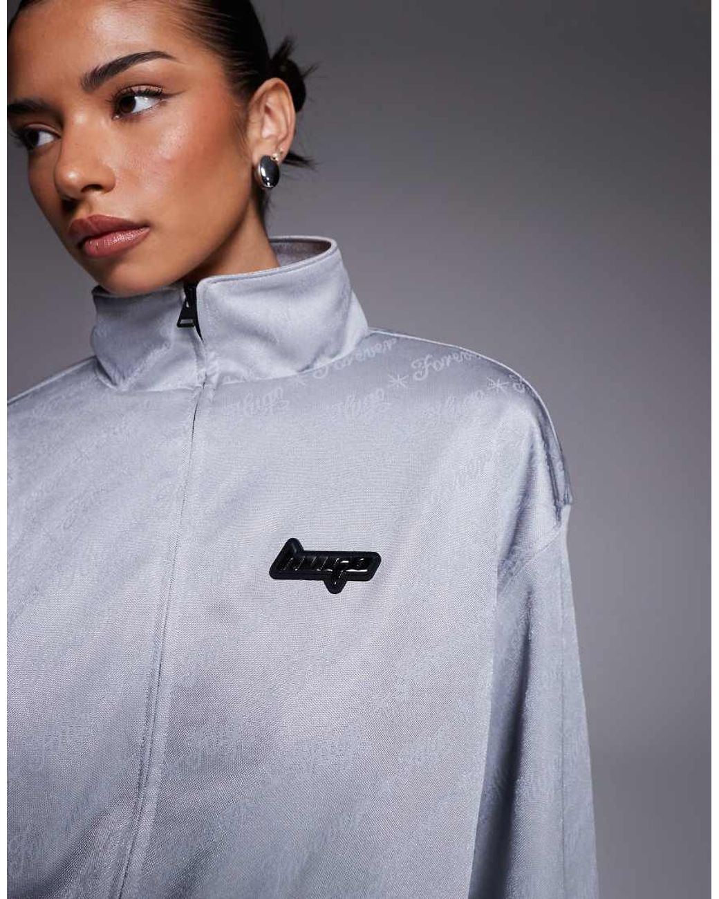 Chaqueta De Chándal Plateada Con Cremallera Y Logo Dales De HUGO de color Gray