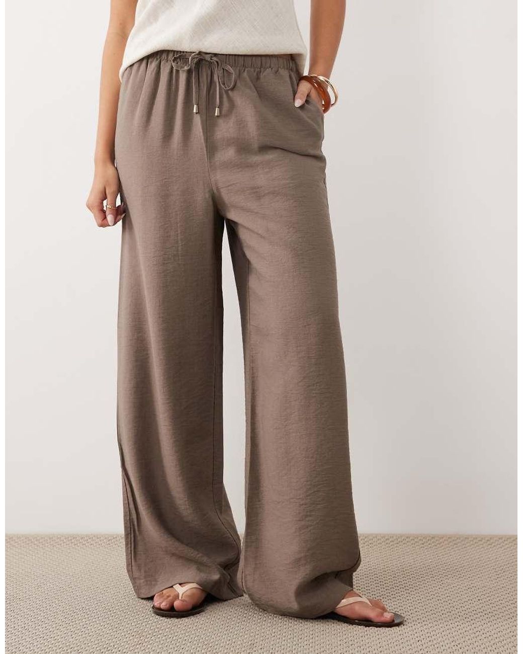 New Look Natural Wide Leg Woven Trousers