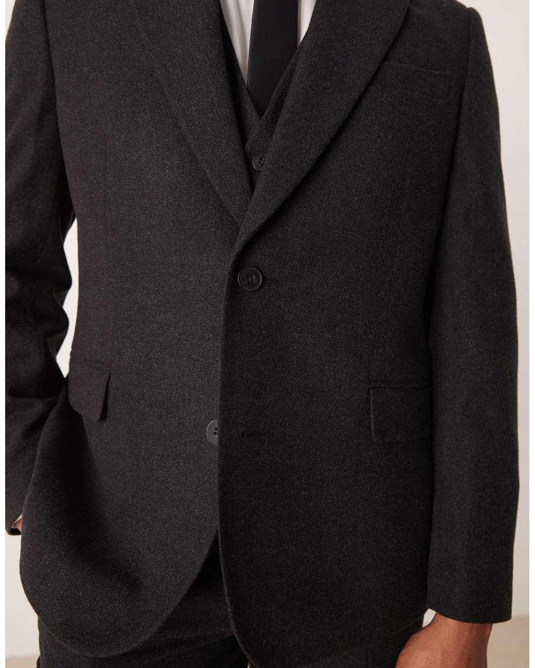 ASOS Black Wool Look Slim Suit Jacket for men