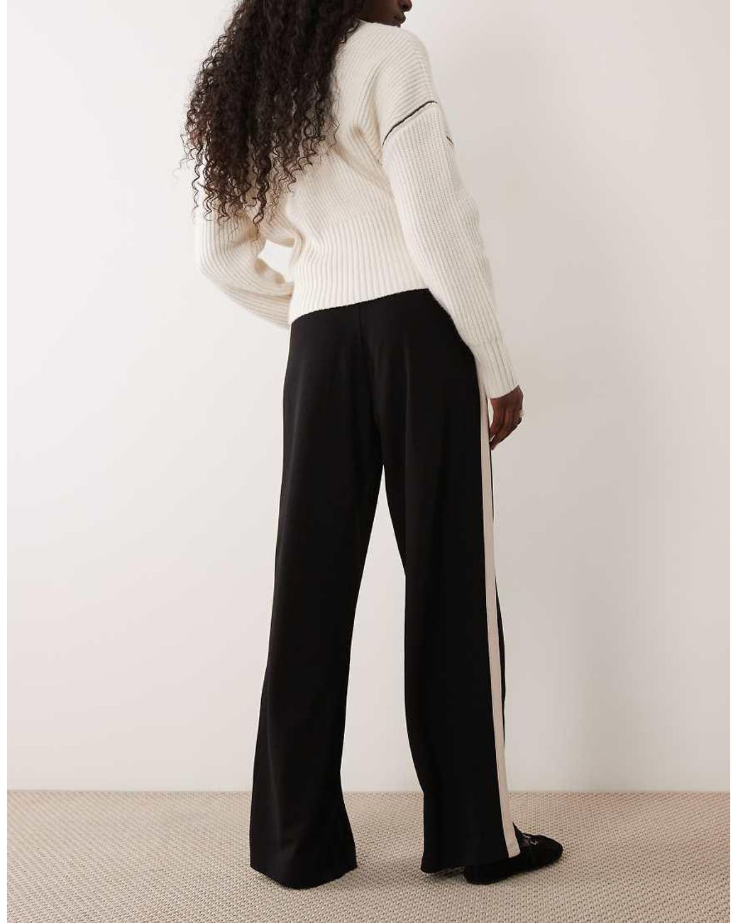 Jdy Natural Wide Leg Trousers With Side Stripe