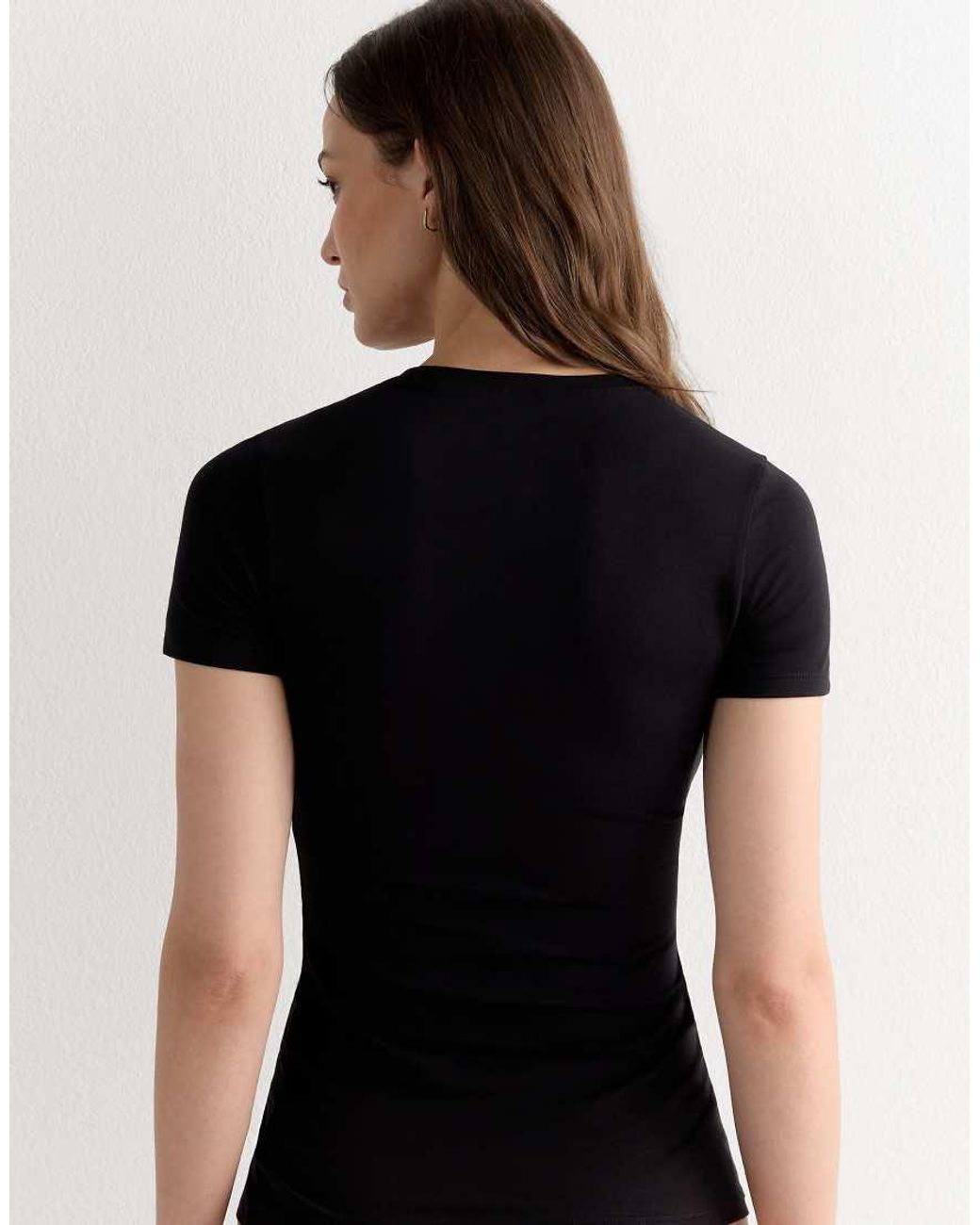 Intimissimi Black Short-Sleeved Stretch Top