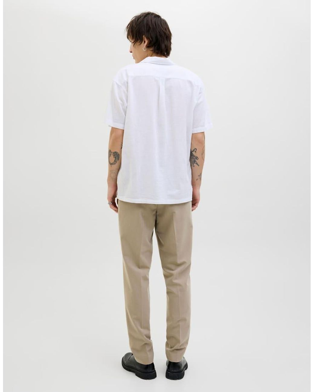 Jack & Jones Natural Ace Mid Waist Tapered Fit Trousers for men