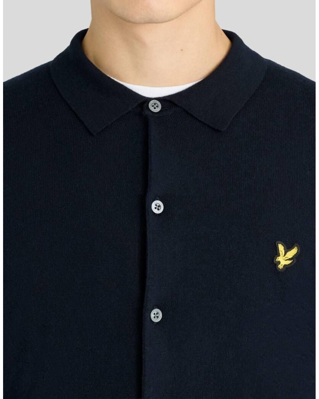 Lyle & Scott Blue Mid Knits Cotton Merino Knitted Shirt for men