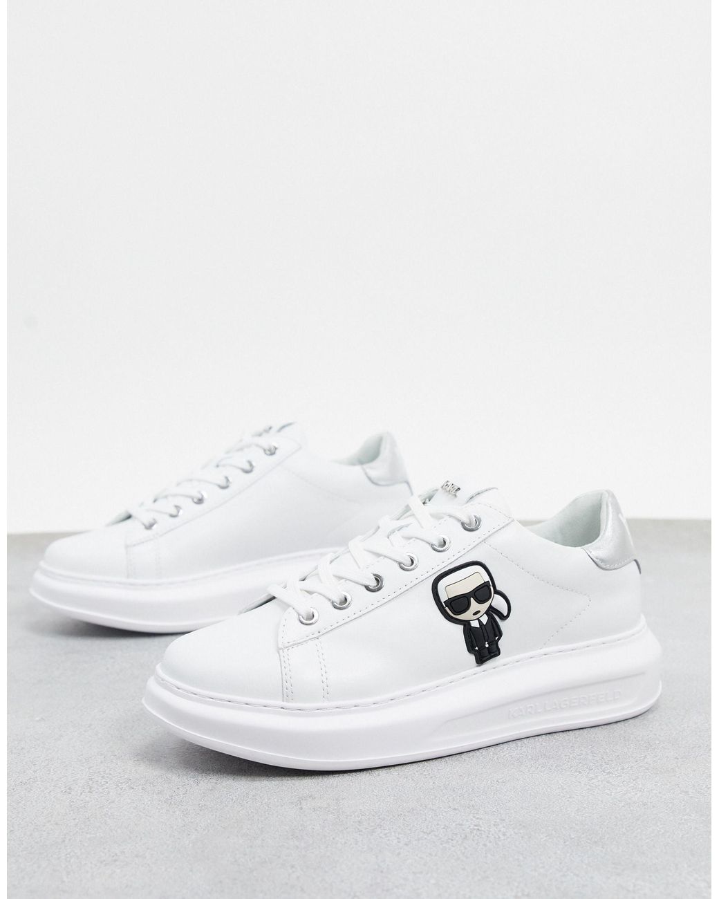 white leather platform trainers