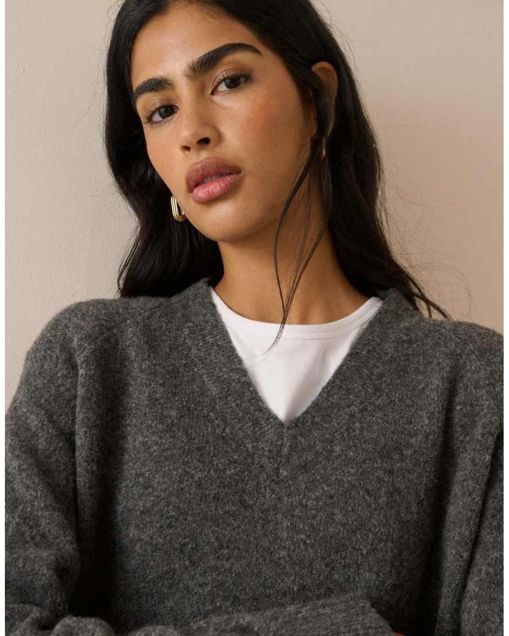 Nobody's Child Brown Marl V-Neck Longline Jumper