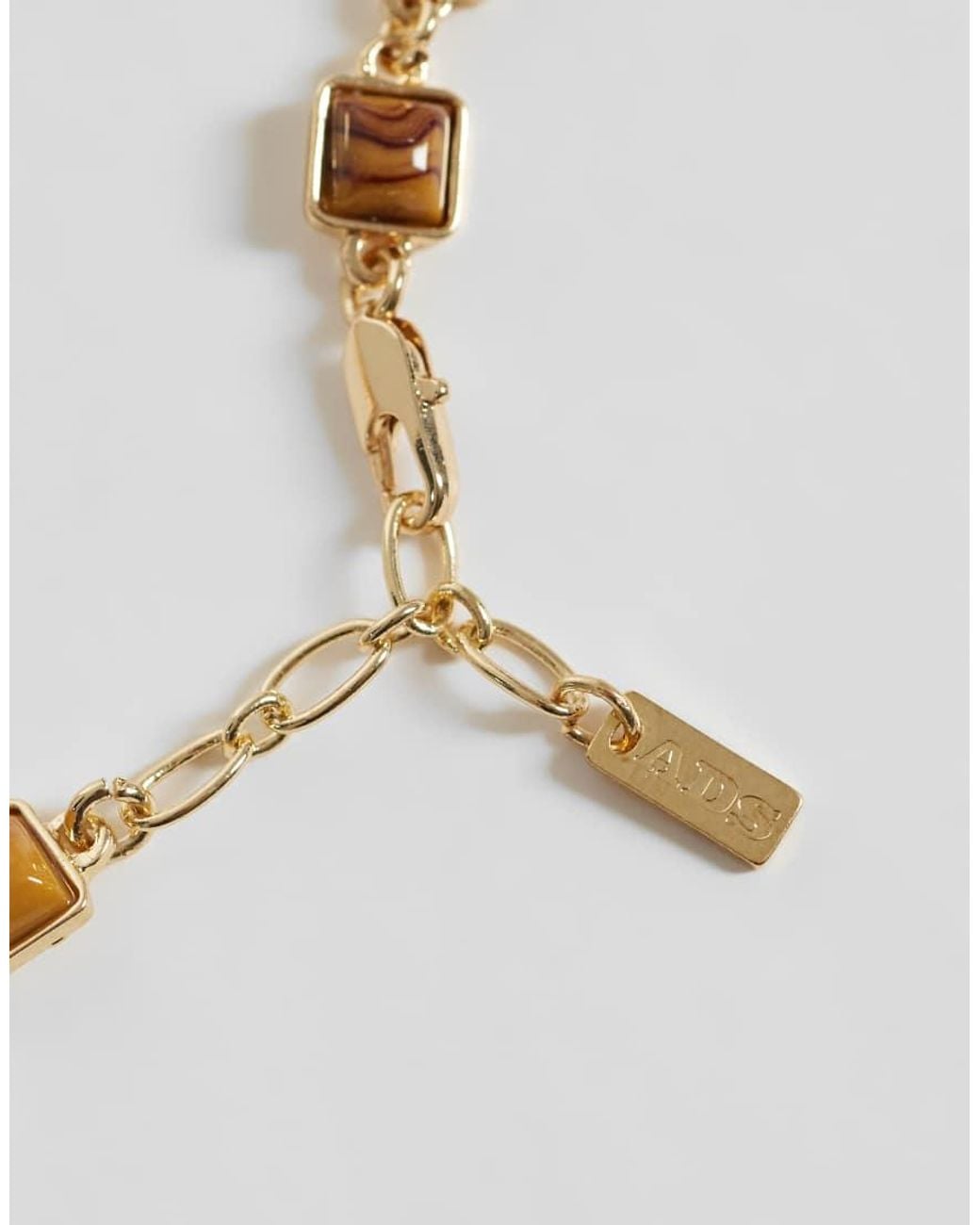 ASOS Metallic Faux Tigers Eye Stone Set Bracelet for men