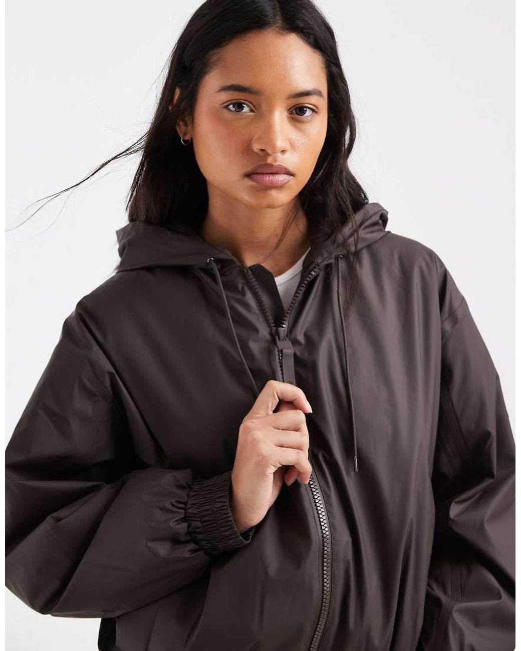 Rains Gray 17290 Lohja Waterproof Insulated Hooded Bomber Jacket
