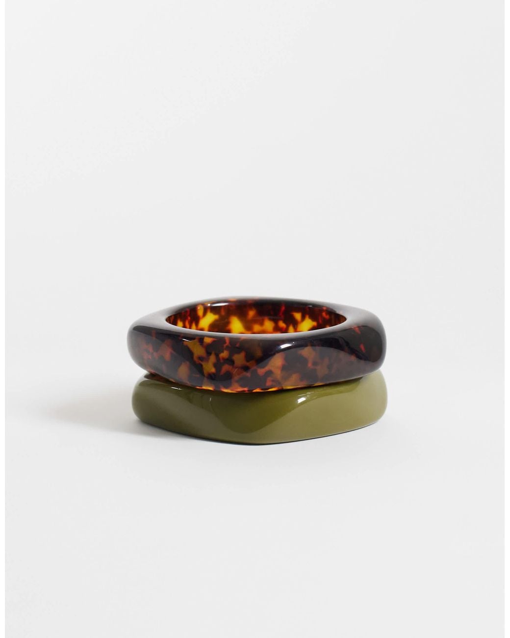 ASOS Asos Design Curve Pack Of 2 Bangles in Green | Lyst