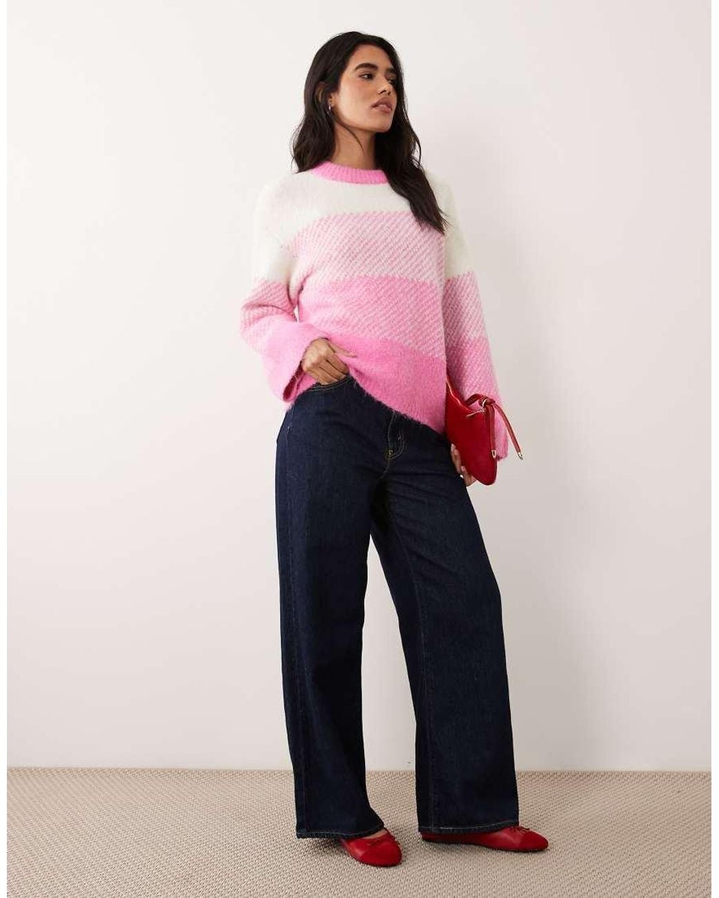 Pieces Pink Cunky Knit Oversized Jumper