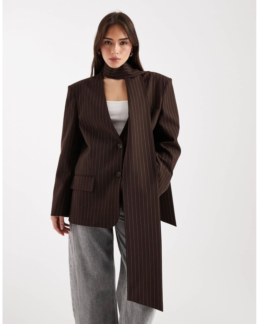 ASOS Brown Oversized Scarf Blazer