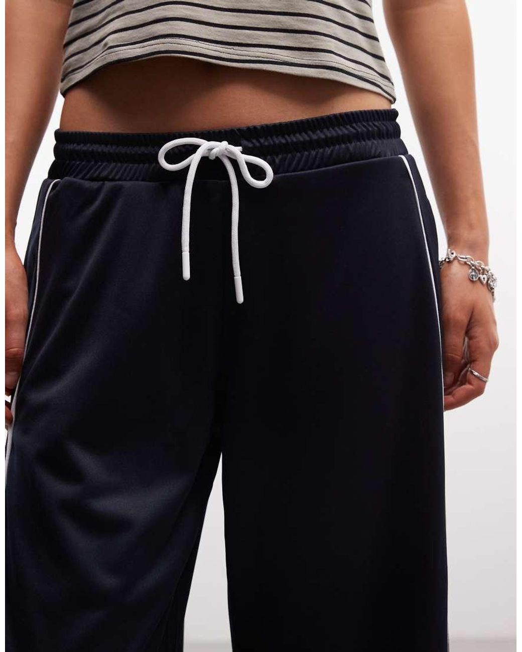 ASOS Blue Tricot Capris With Side Stripe