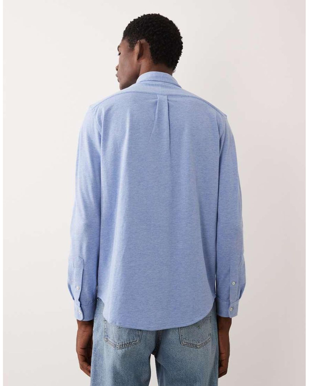 Polo Ralph Lauren Blue Icon Logo Long Sleeve Cotton Shirt for men