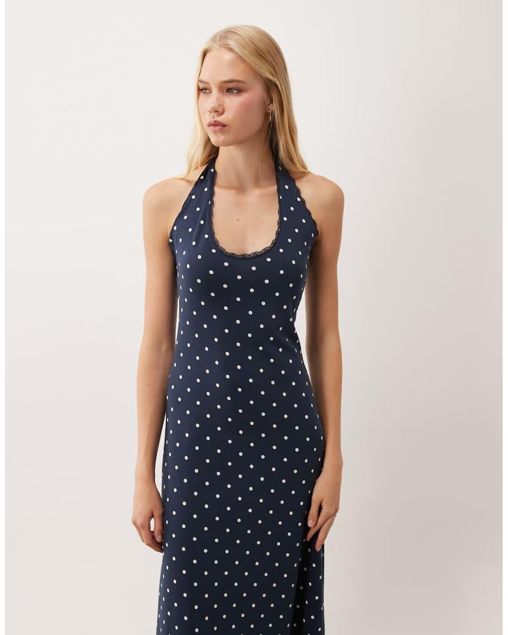 Miss Selfridge Blue Halterneck Maxi Dress