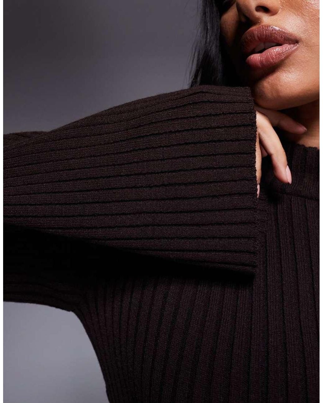 Kaiia Black Exclusive High Neck Flare Sleeve Jumper