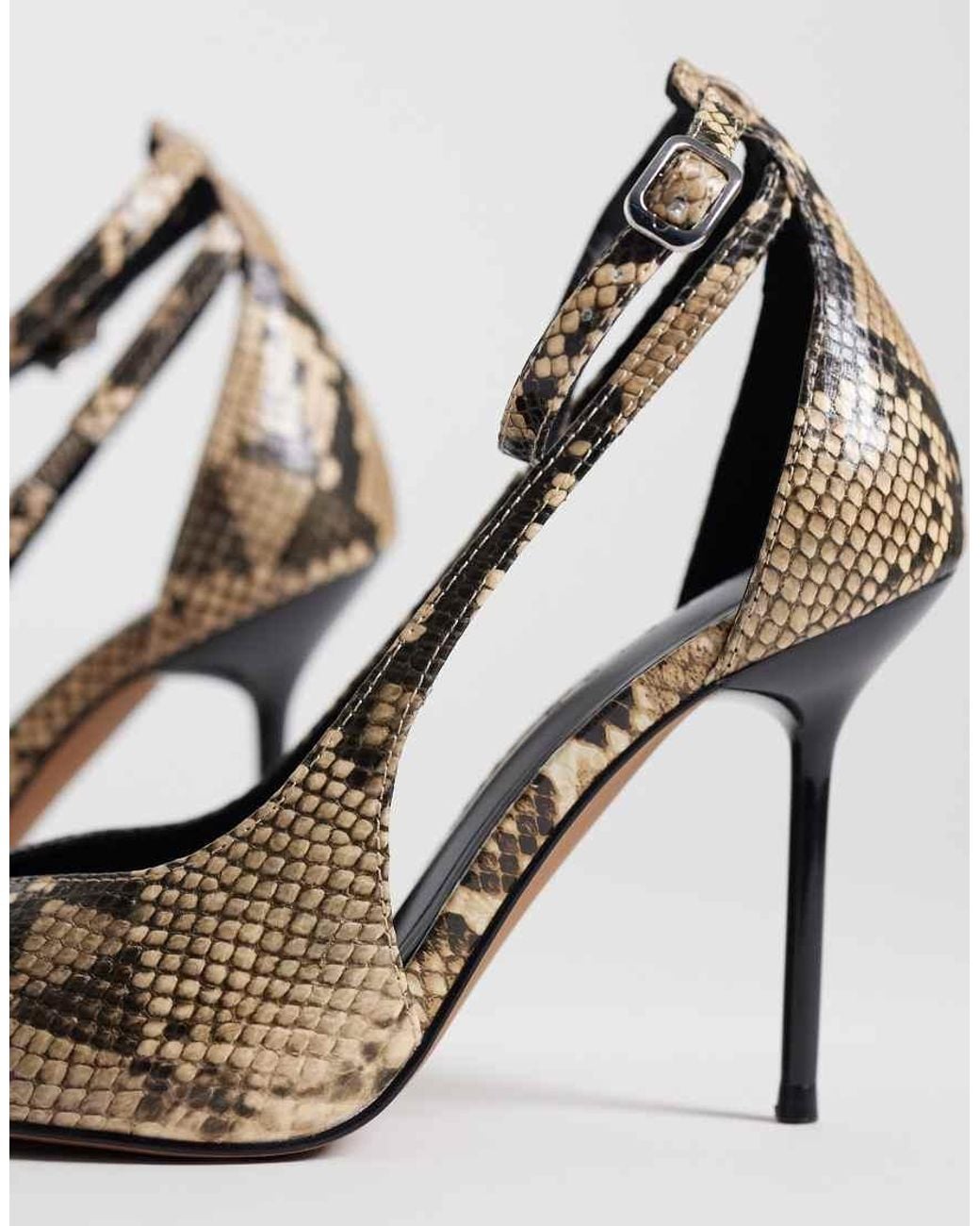 Asos Design Wide Fit White Progress Pattern Work Stiletto Court Shoes